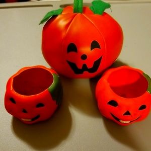 NOT FOR SALE........ DECORATION AND 2 LITTLE PUMPKINS VOTIVE CANDLE HOLDER
